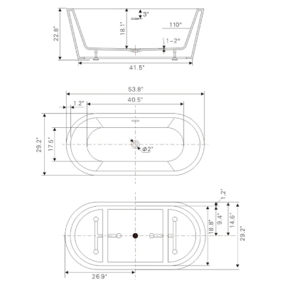 67" FREESTANDNING SOAKER TUB