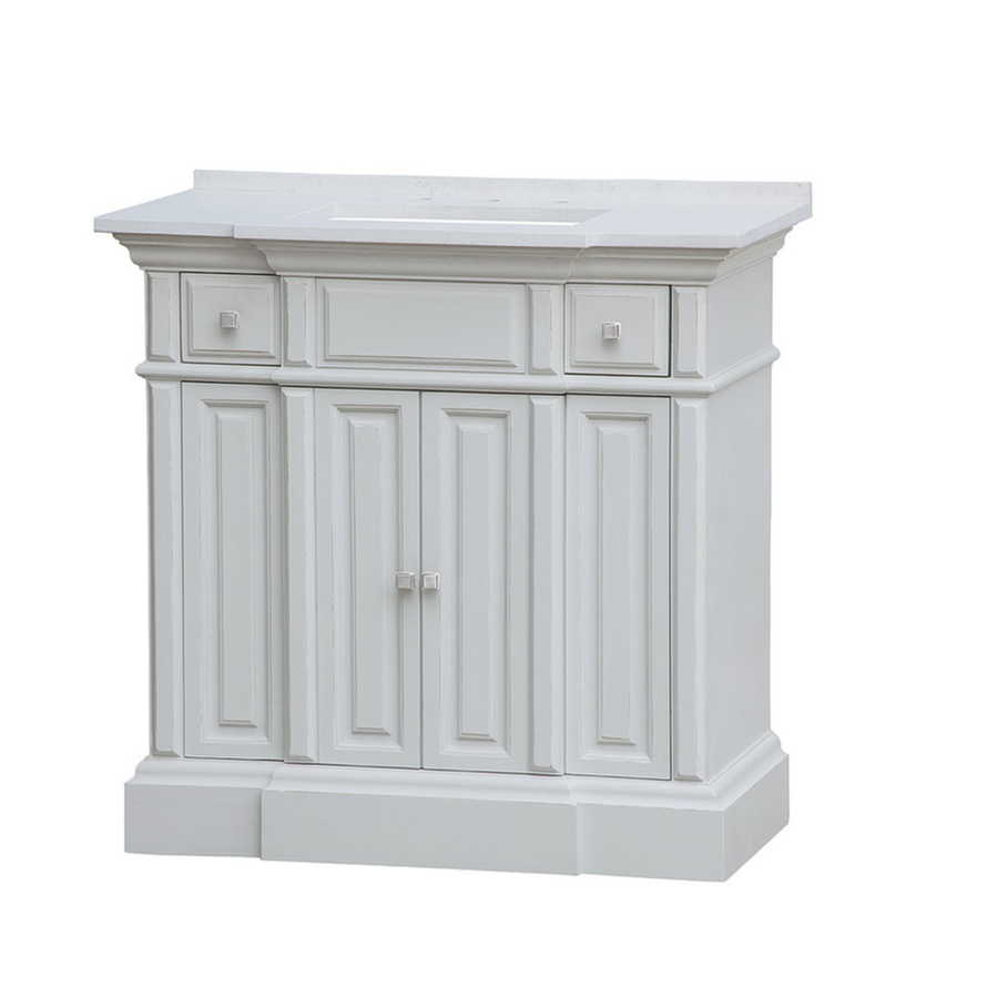 LK2236 36" WHITE DISTRESSED VANITY