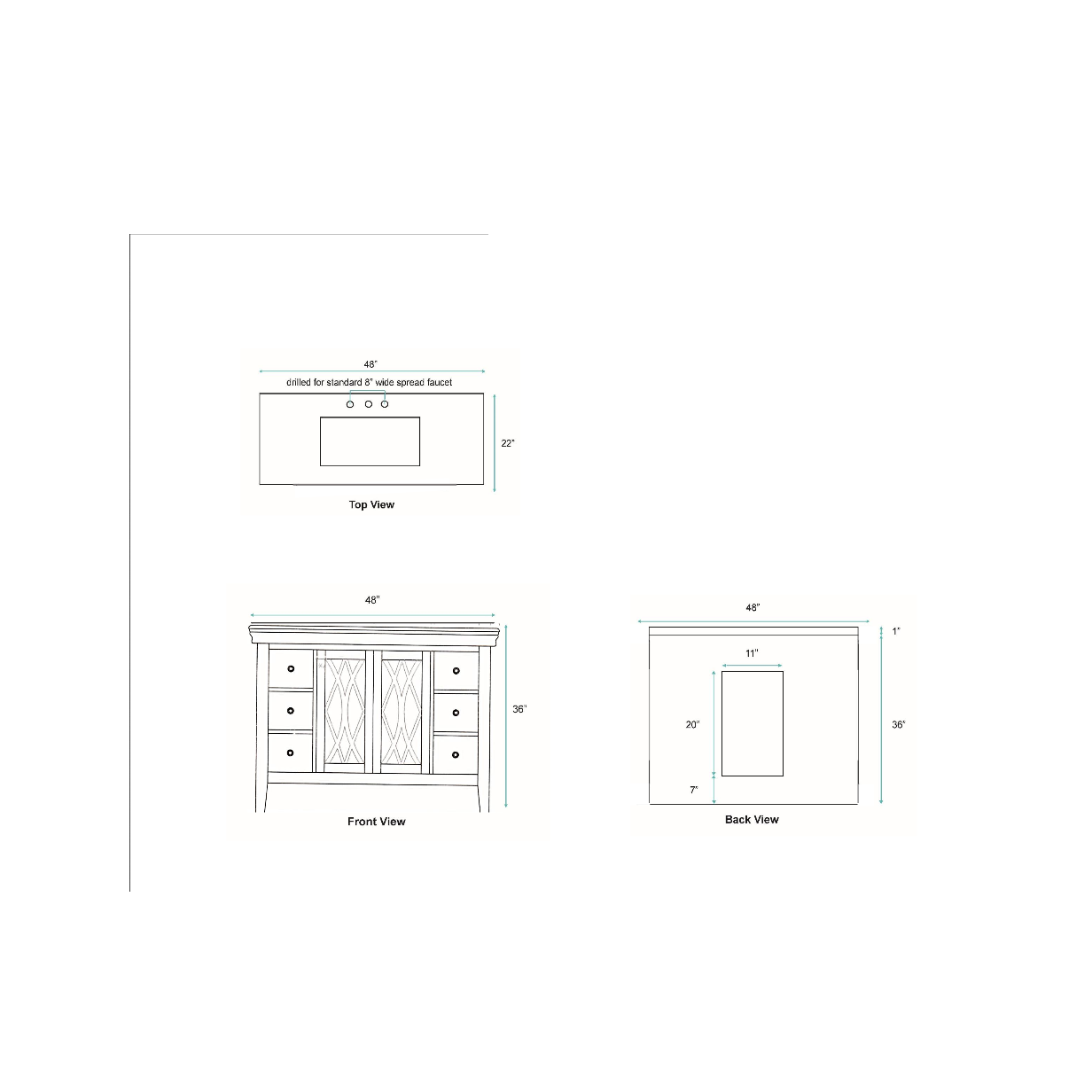 LK3748 - Clear Mango 48" w/ White Quartz Top