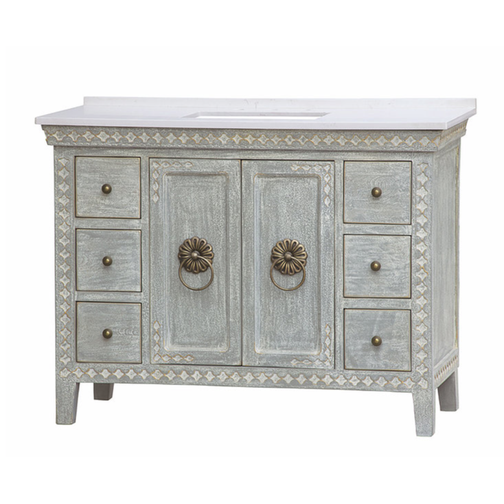 LK3948DG       48" WHITE/GREY WITH QUARTZ TOP DARK GREY