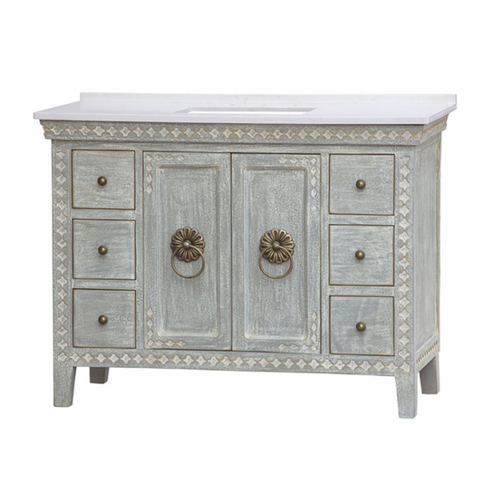 LK3948DG       48" WHITE/GREY WITH QUARTZ TOP DARK GREY