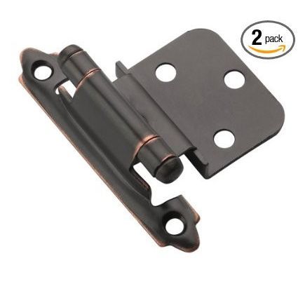 BP3428ORB Self-Closing, Face Mount Hinge with 3/8in(10mm) Inset - Oil-Rubbed Bronze - 2 Pack
