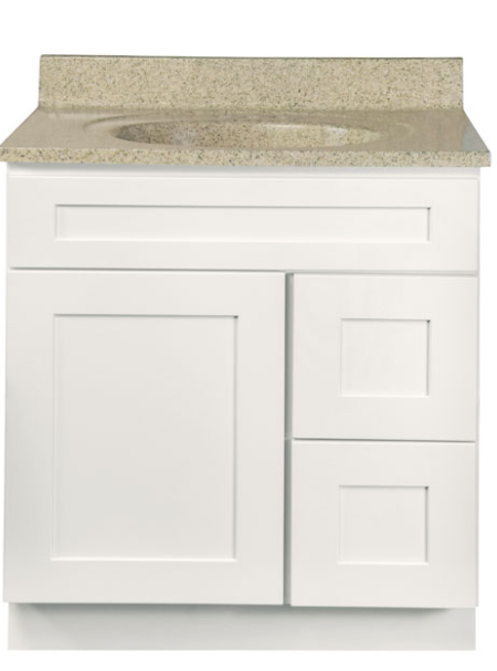 SSSWV3021D 30" Vanity Shaker White With Drawers