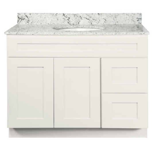 SSSWV4221D      42" Vanity Shaker White With Drawers