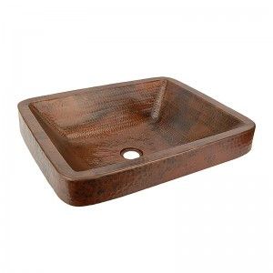 Rectangle Skirted Vessel Hammered Copper Sink (NO SHIPPING)