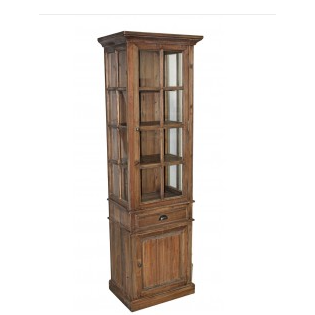 Pine Narrow Glass Cabinet SSJJ1308 Southaven Supply