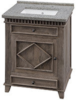 Rustic Wood 26" Vanity w/ Black & White Mottled Granite Top - SS3826