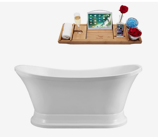 68" 302 Soaking Freestanding Tub and Tray With Internal Drain