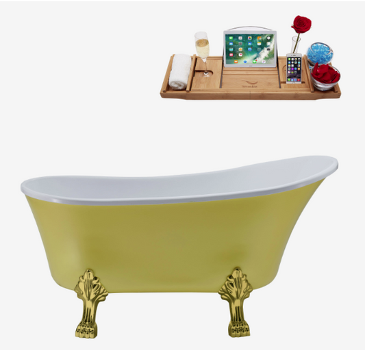 63" 363 Clawfoot Tub and Tray With Internal Drain