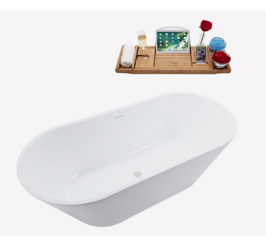 70'' 0663 Freestanding Tub and Tray With Internal Drain