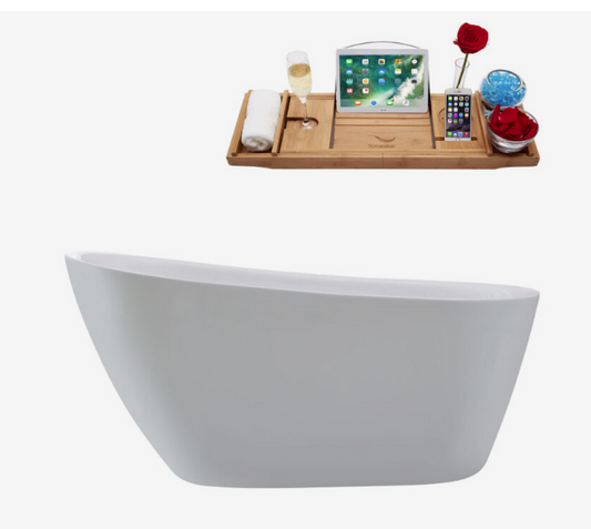 59'' 0863 Freestanding Tub and Tray With Internal Drain
