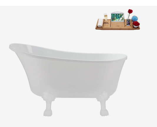 51''  373 Soaking Clawfoot Tub and Tray with Internal Drain