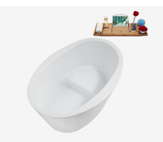 51"  0473 Soaking Freestanding Tub and Tray With Internal Drain