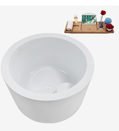 41"  0673 Soaking Freestanding Tub and Tray With Internal Drain