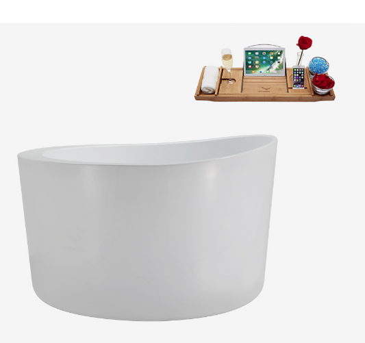 43" 0873 Soaking Freestanding Tub and Tray With Internal Drain