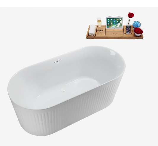 59"  0004 Soaking Freestanding Tub and Tray With Internal Drain