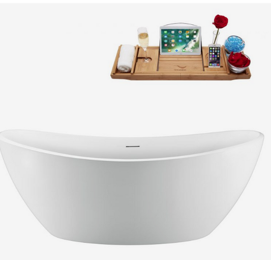 63'' 159 Freestanding Tub and Tray With Internal Drain