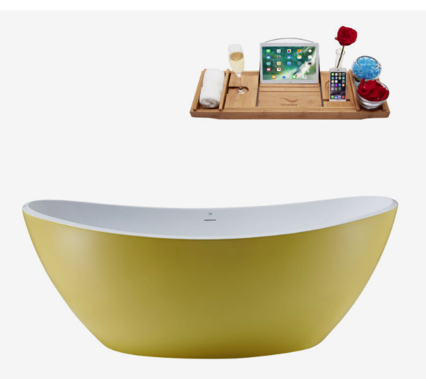 75'' Streamline N952WH Freestanding Tub and Tray With Internal Drain