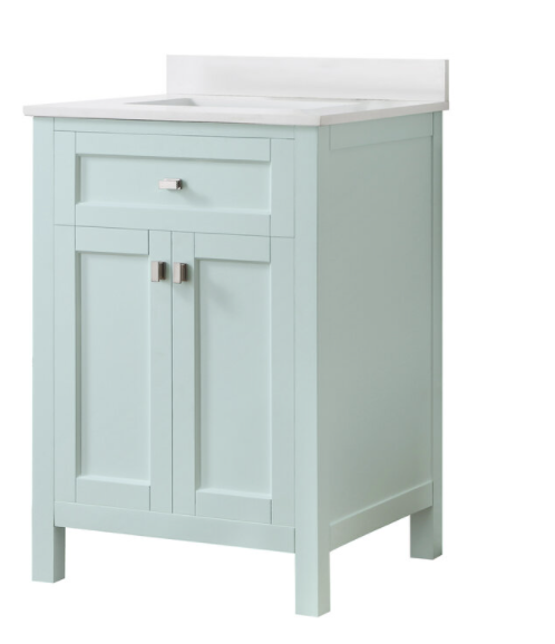 SSJUN24MJ  24 in. Vanity in Mint Julep with Engineered Stone Top and Ceramic Basin