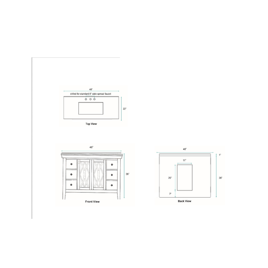 LK3748 - Clear Mango 48" w/ White Quartz Top