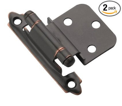 BP3428ORB Self-Closing, Face Mount Hinge with 3/8in(10mm) Inset - Oil-Rubbed Bronze - 2 Pack