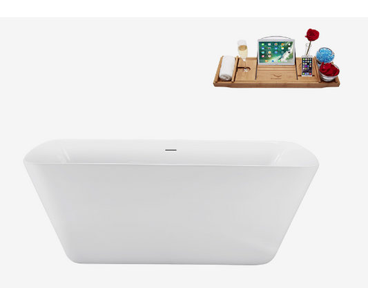 59"  0073 Soaking Freestanding Tub and Tray With Internal Drain