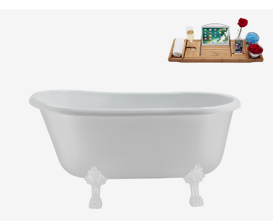 63'' 773 Soaking Clawfoot Tub and Tray with Internal Drain