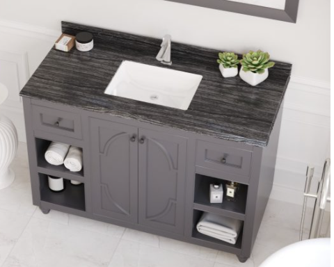 SS313613-48G-BW     48"Maple Grey Cabinet + Black Wood Countertop