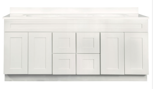 SSSWV7221D   72" Vanity With Drawers Shaker White