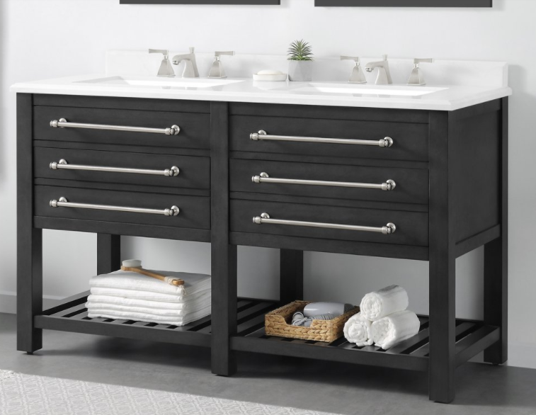 SSWES60IG    60 in. Double Vanity in Iron Gray with Engineered Stone Top & Ceramic Basins