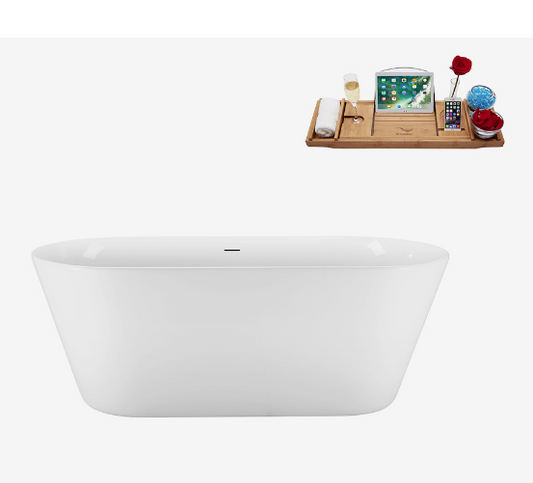 59"  0273 Soaking Freestanding Tub and Tray With Internal Drain